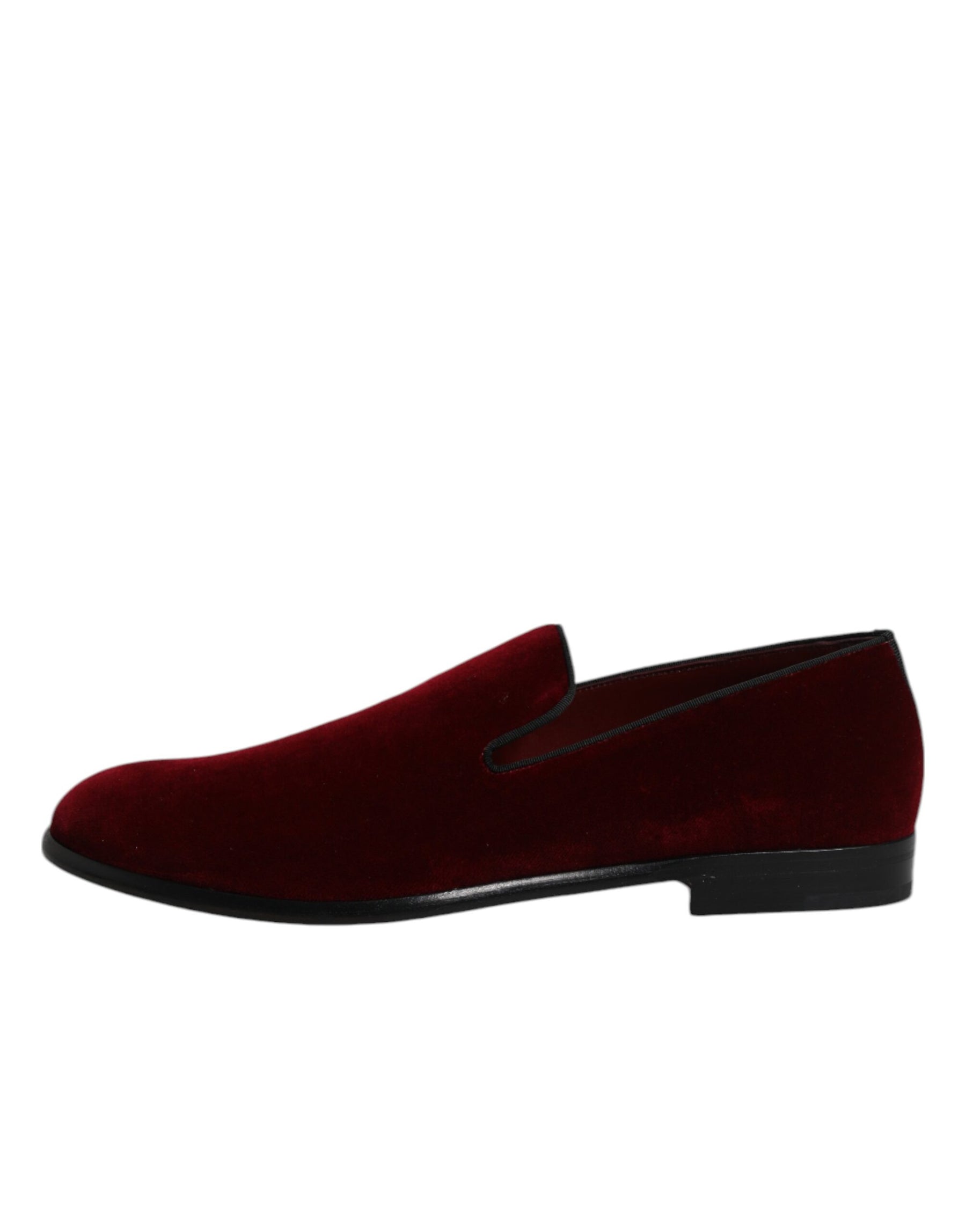 Dolce & Gabbana Red Cotton Velvet Slip On Loafers Formal Shoes | Regal Royce
