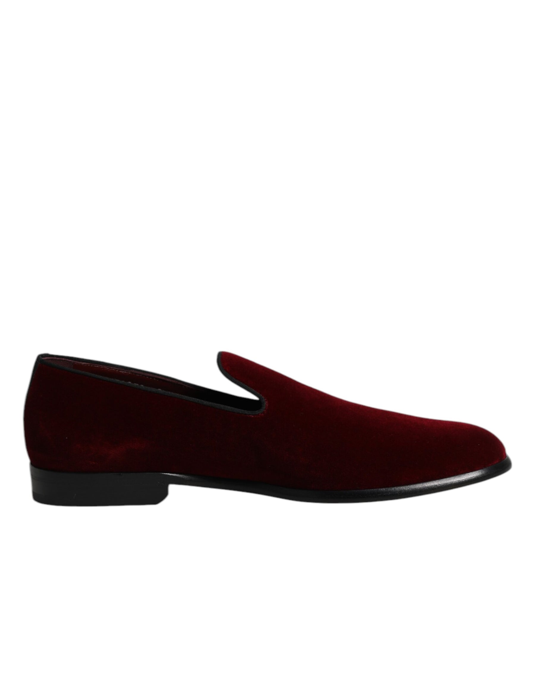 Dolce & Gabbana Red Cotton Velvet Slip On Loafers Formal Shoes | Regal Royce