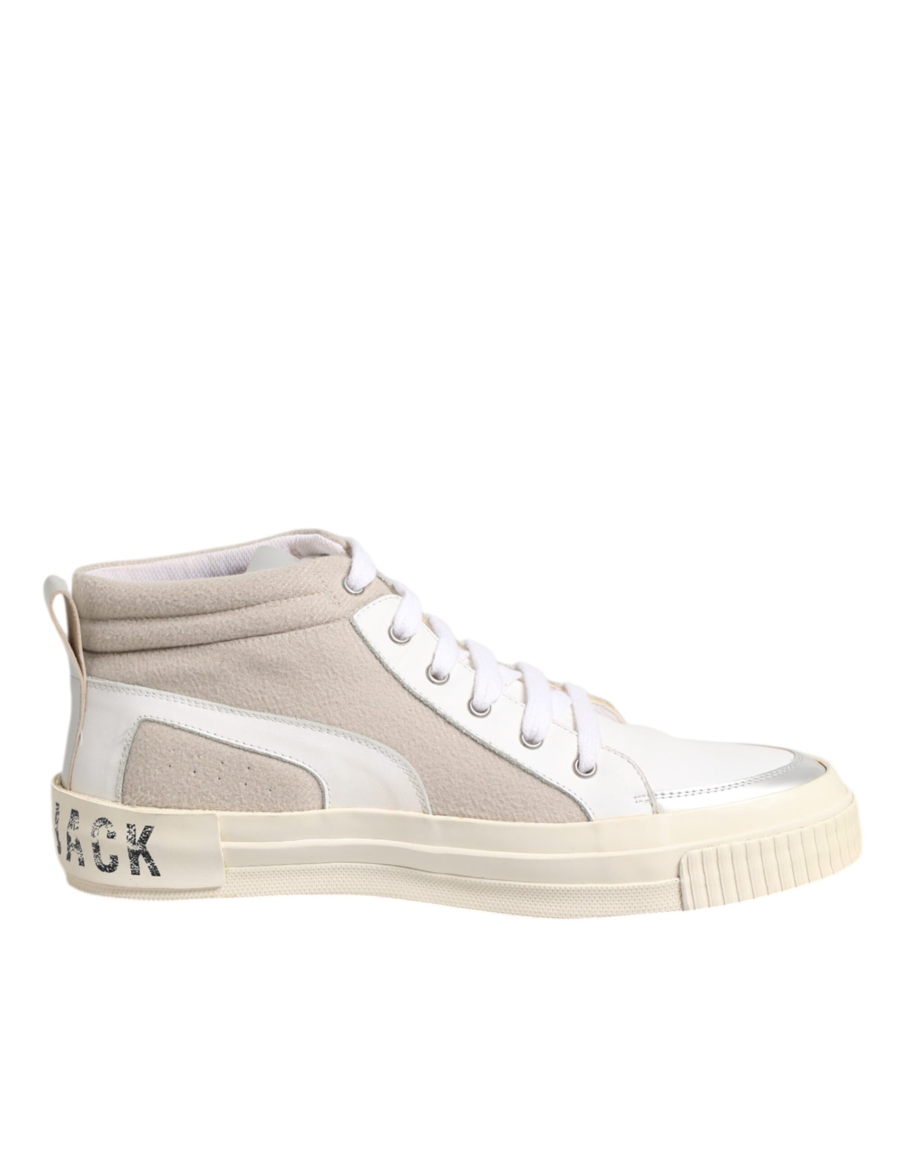 HIDE & JACK White Beige Lace Up Mid Top Casual Sneakers Shoes | Regal Royce
