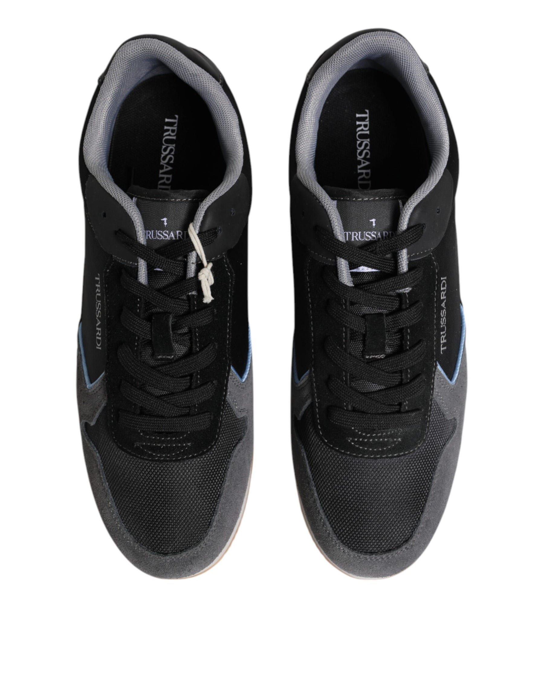 Trussardi Black Gray Lace Up Low Top Casual Sneakers Shoes | Regal Royce