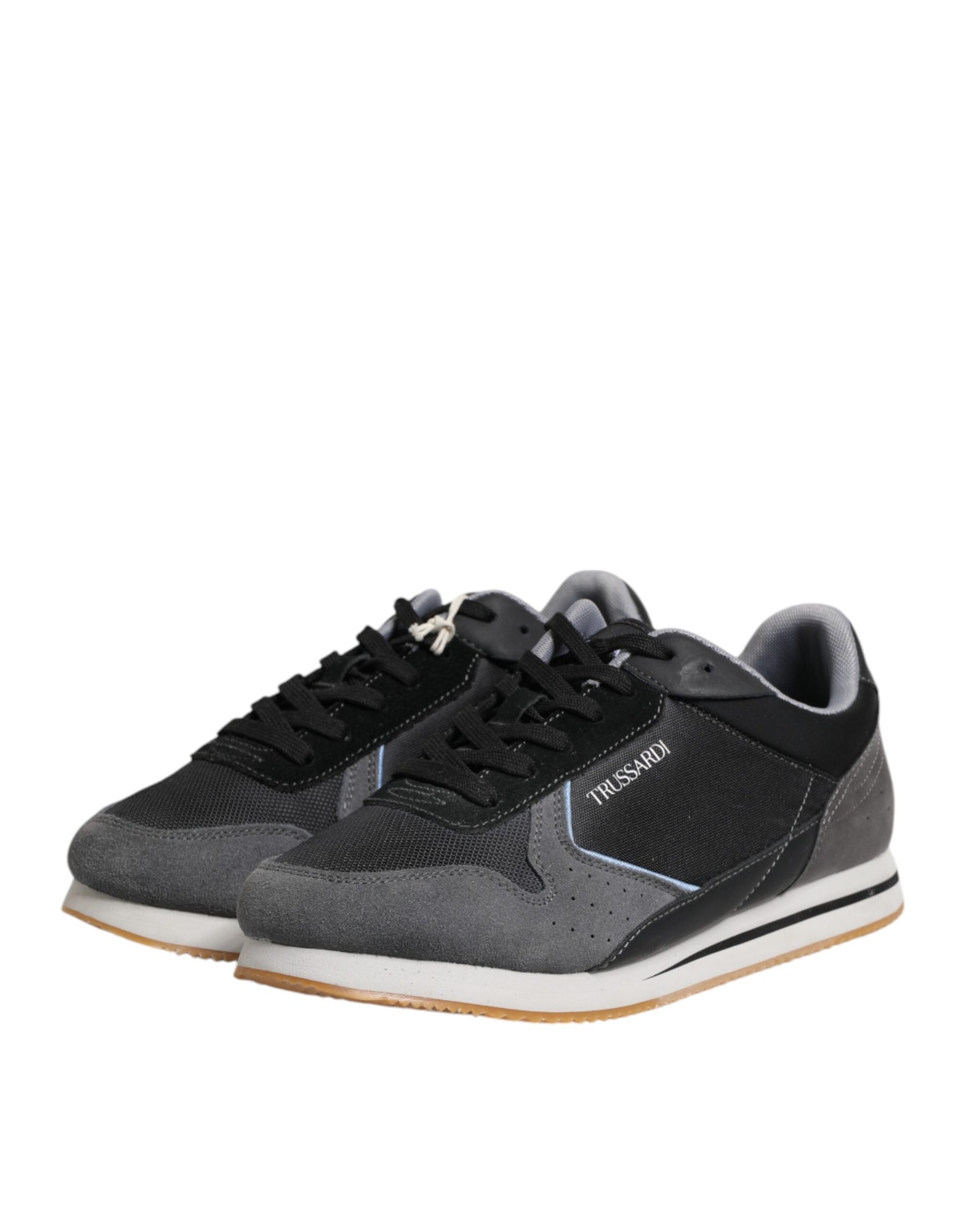 Trussardi Black Gray Lace Up Low Top Casual Sneakers Shoes | Regal Royce