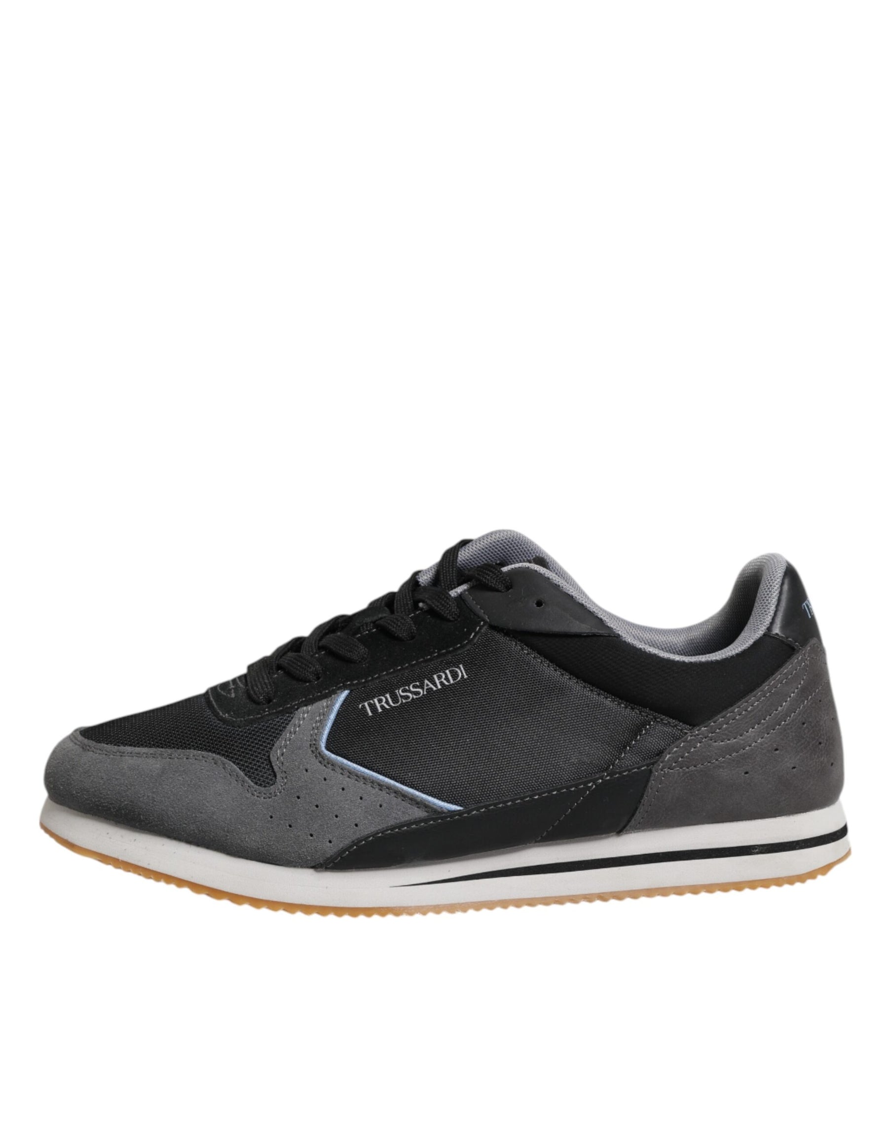 Trussardi Black Gray Lace Up Low Top Casual Sneakers Shoes | Regal Royce