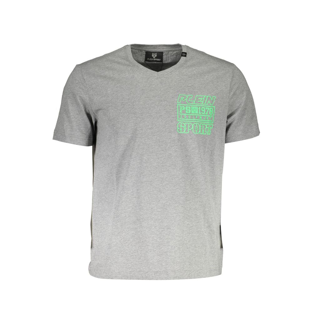 Plein Sport Grey Cotton Men T-Shirt | Regal Royce