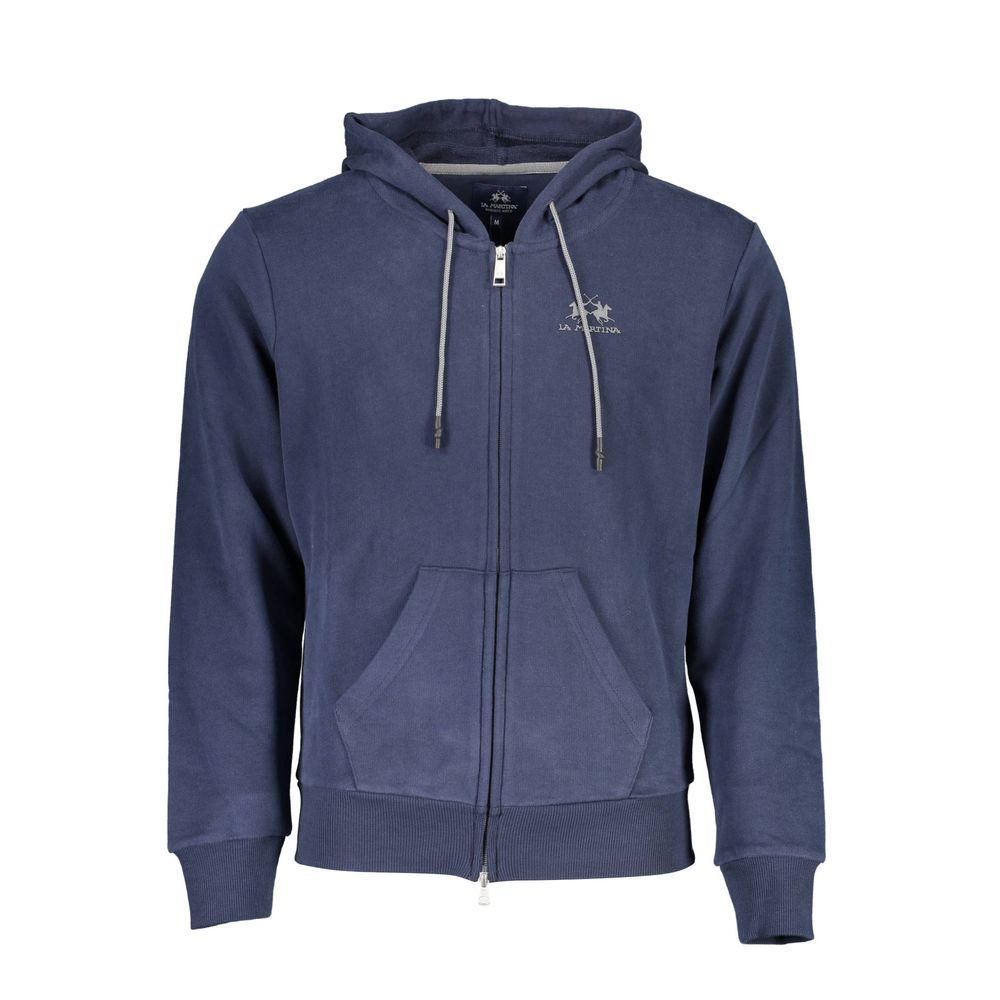 La Martina Blue Cotton Men's Hooded Sweater | Regal Royce
