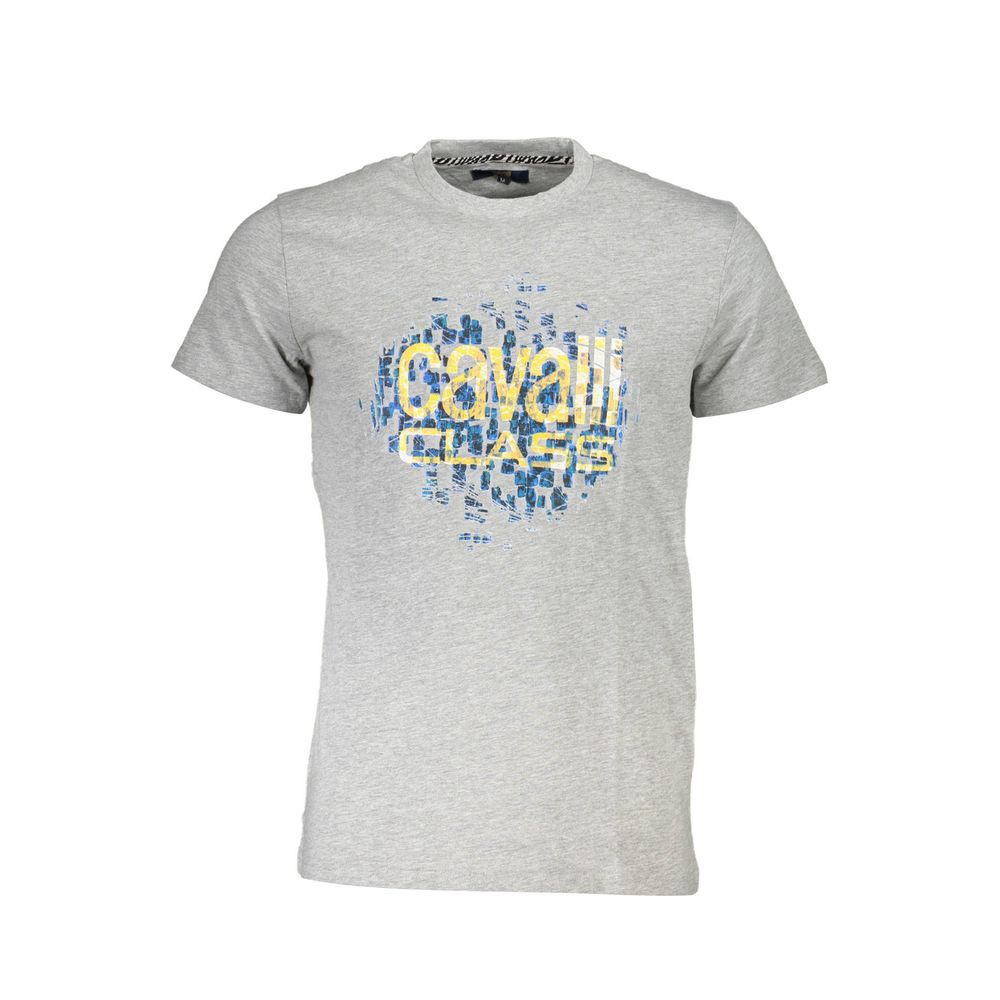 Cavalli Class Grigio Cotton Men T-Shirt | Regal Royce
