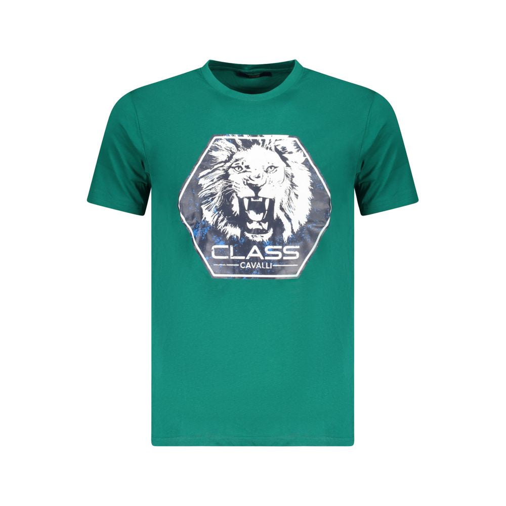 Cavalli Class Verde Cotton Men T-Shirt | Regal Royce