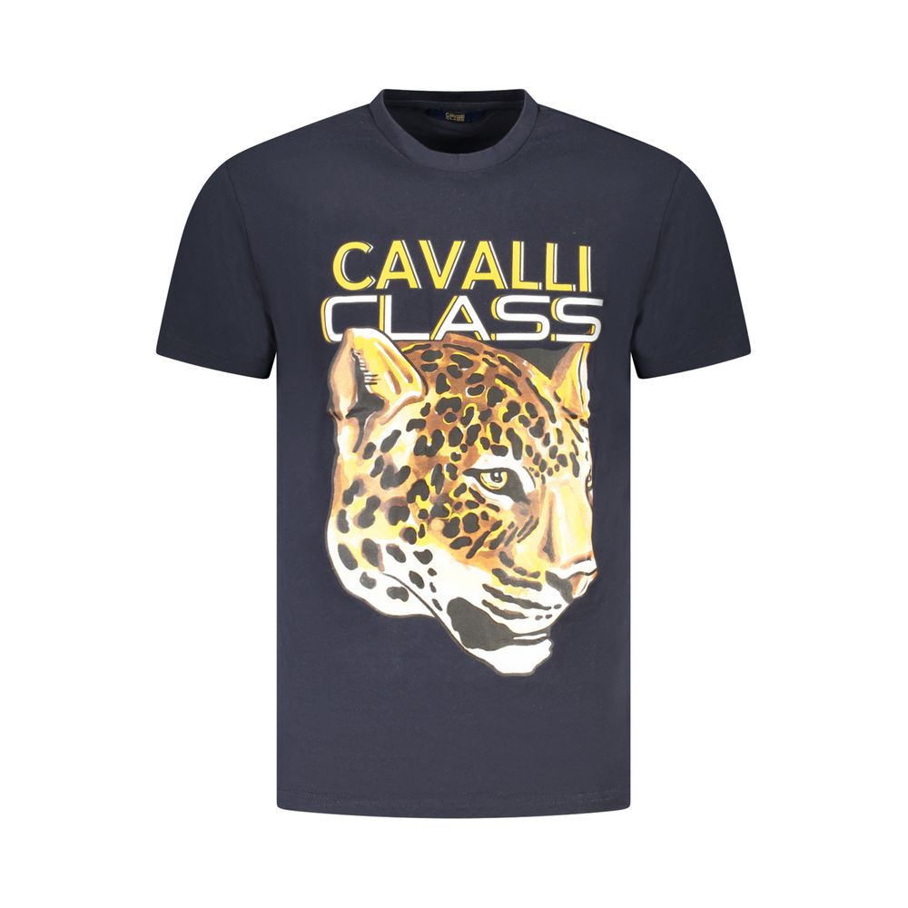 Cavalli Class Blu Cotton Men T-Shirt | Regal Royce