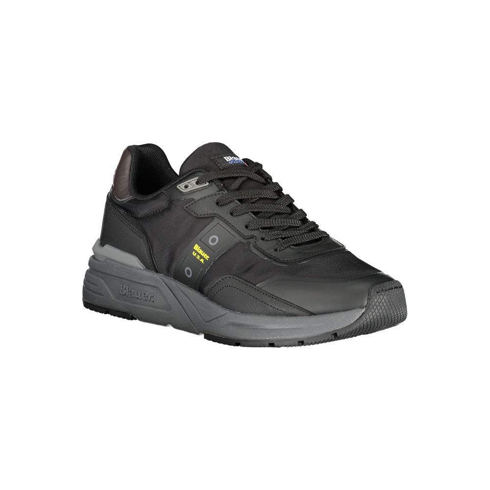 Blauer Black Polyurethane Men Sneaker | Regal Royce