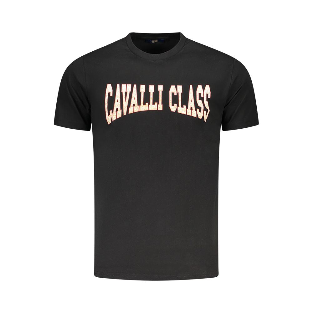 Cavalli Class Black Cotton Men T-Shirt | Regal Royce