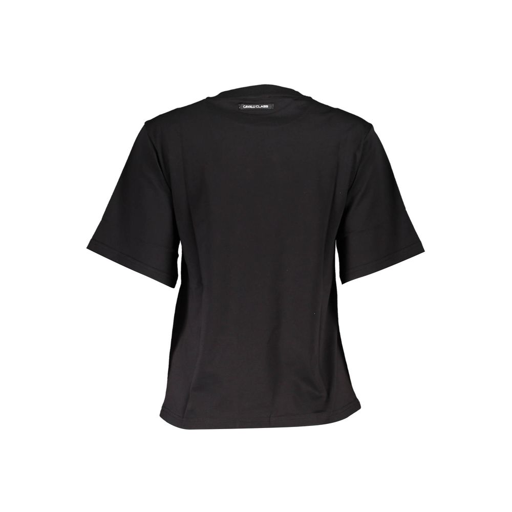 Cavalli Class Black Cotton Women T-Shirt | Regal Royce