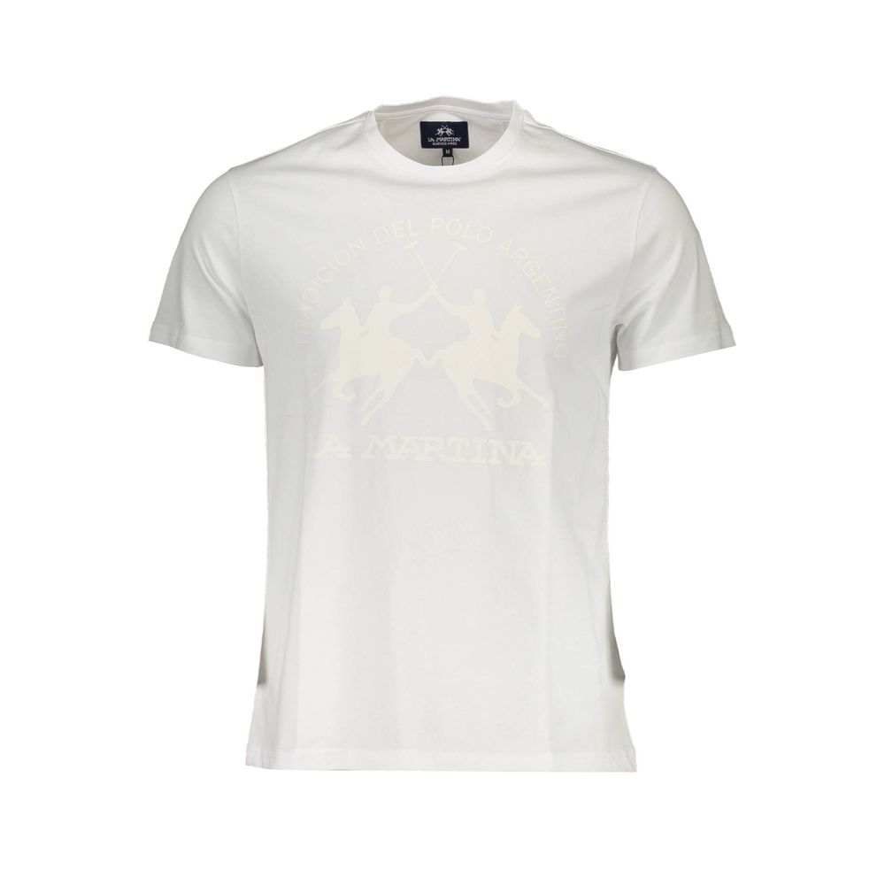 La Martina Bianco Cotton Men T-Shirt | Regal Royce