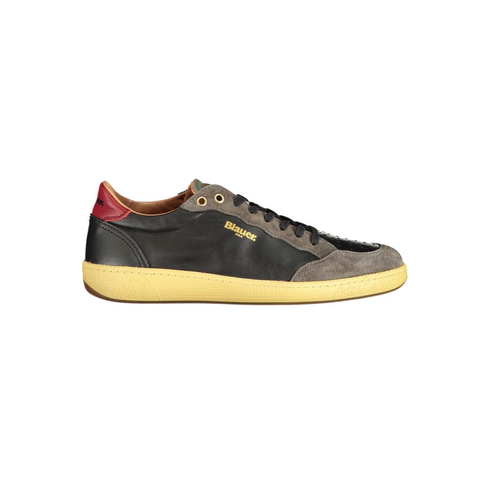 Blauer Black Leather Men Sneaker | Regal Royce