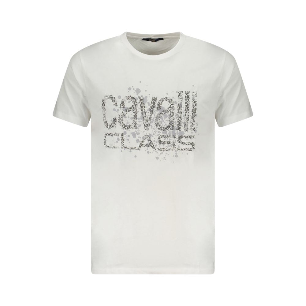 Cavalli Class Bianco Cotton Men T-Shirt | Regal Royce