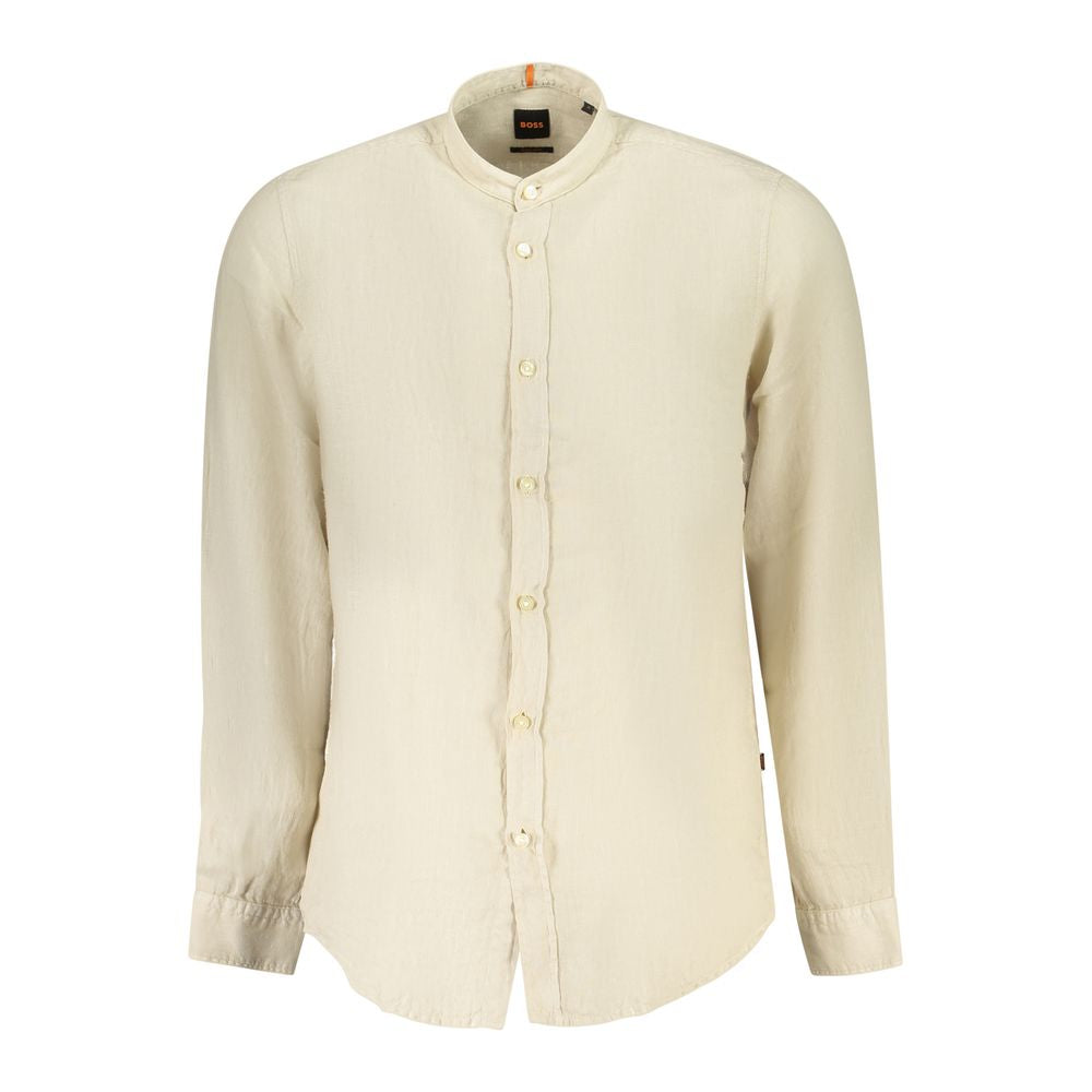 Hugo Boss Beige Linen Men Shirt