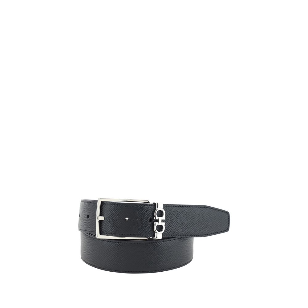 Ferragamo Black Calf Leather Bos Taurus Regular Belt