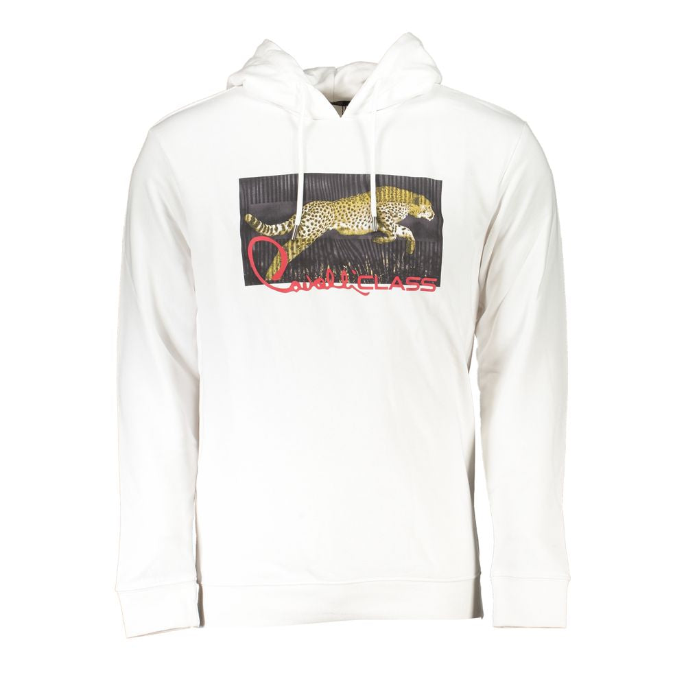 Cavalli Class Bianco Cotton Men Sweatshirt | Regal Royce