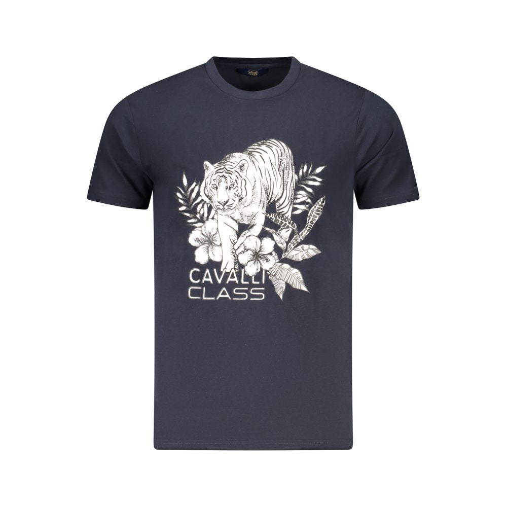 Cavalli Class Blue Cotton Men T-Shirt | Regal Royce