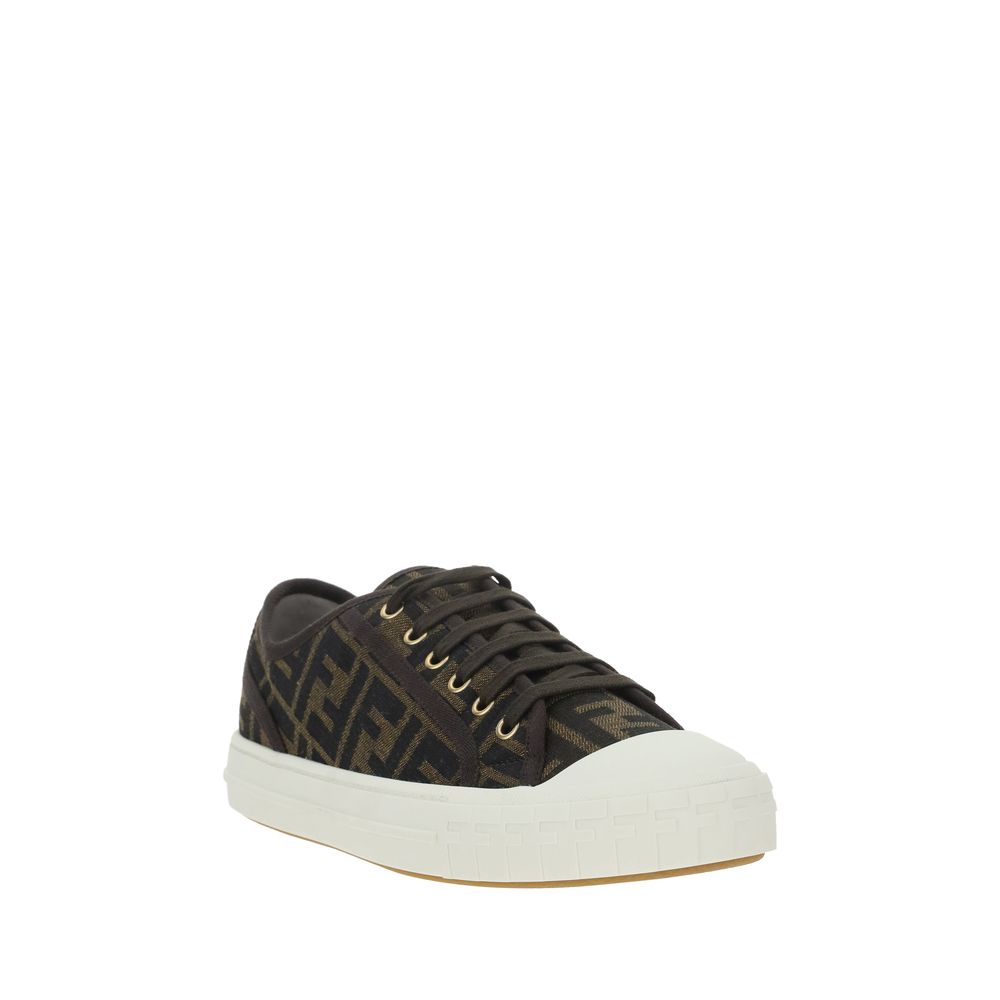 Fendi Brown Polyamide Low Top Sneakers | Regal Royce