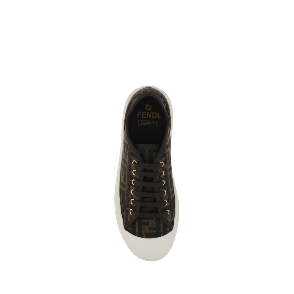Fendi Brown Polyamide Low Top Sneakers | Regal Royce