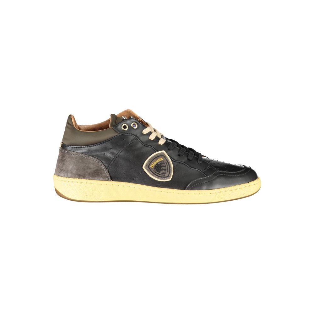 Blauer Sleek Black Lace-Up Sneakers with Contrast Details | Regal Royce