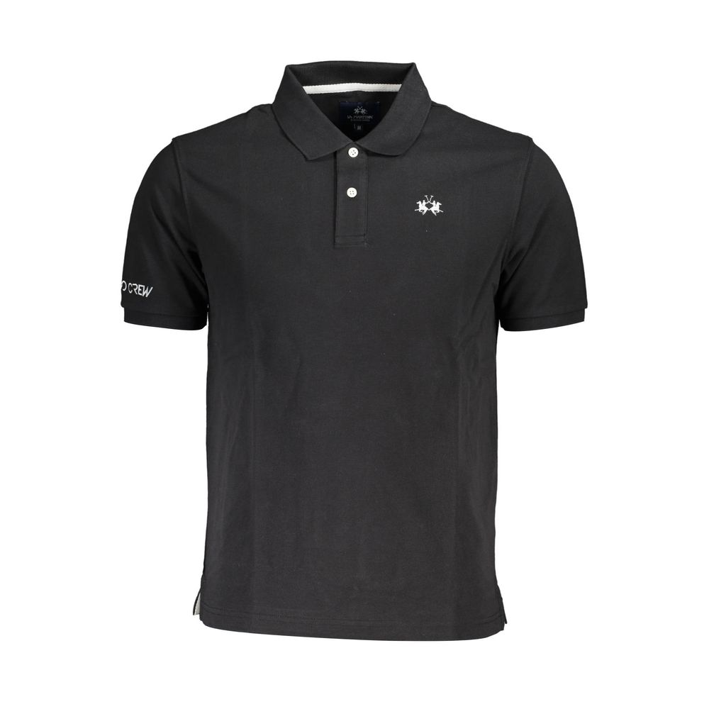 La Martina Black Cotton Men Polo Shirt | Regal Royce