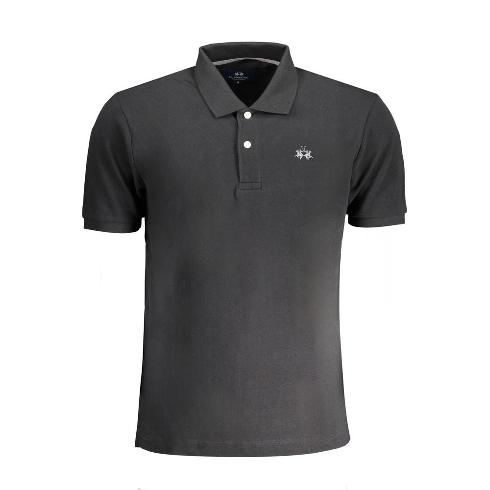 La Martina Black Cotton Men's Polo Shirt | Regal Royce
