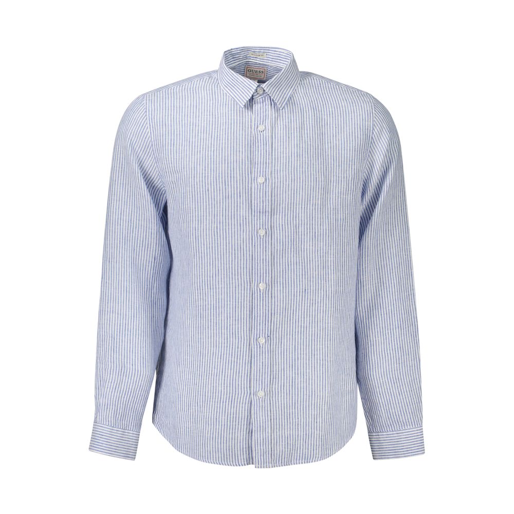 Guess Jeans Blu Linen Men Shirt | Regal Royce