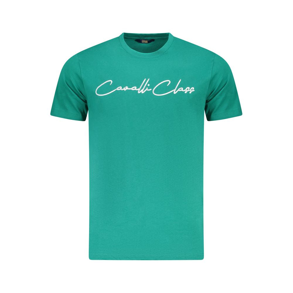 Cavalli Class Verde Cotton Men T-Shirt | Regal Royce