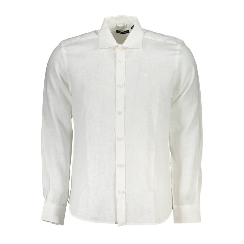 North Sails White Linen Men Shirt | Regal Royce