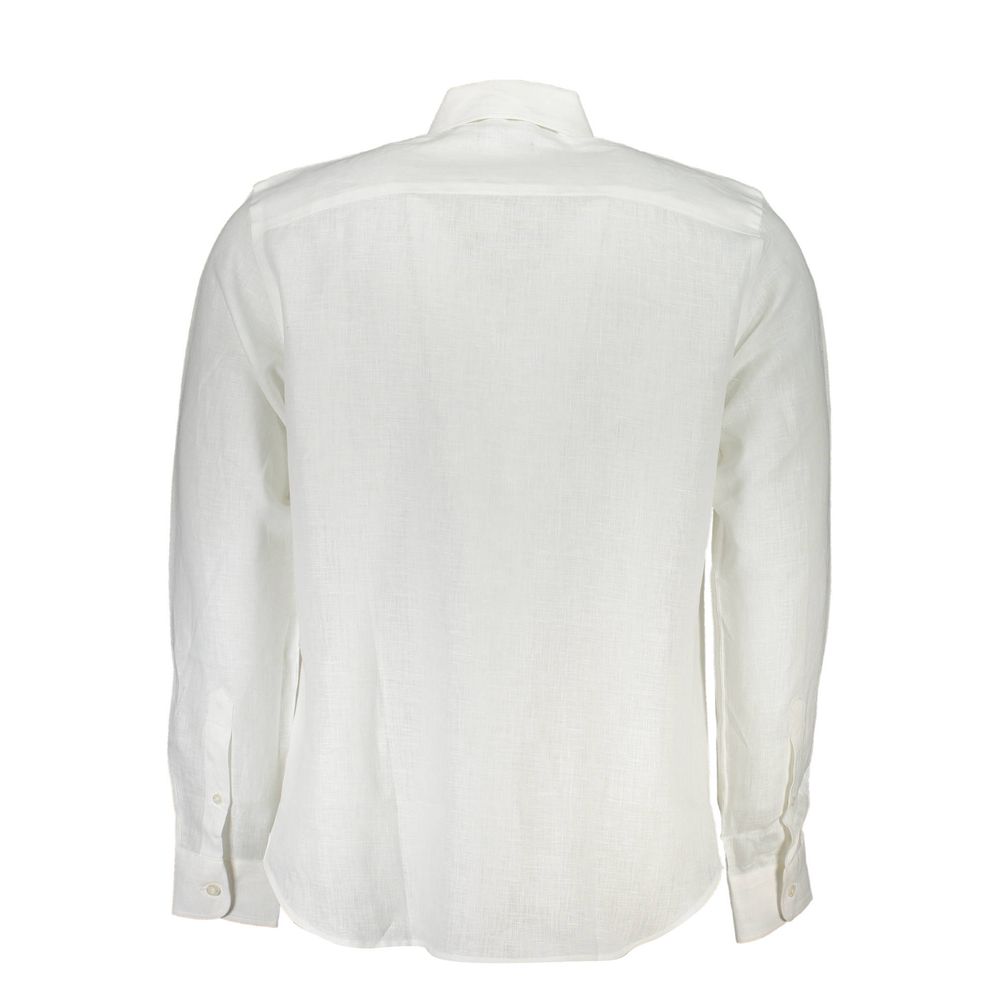 North Sails White Linen Men Shirt | Regal Royce