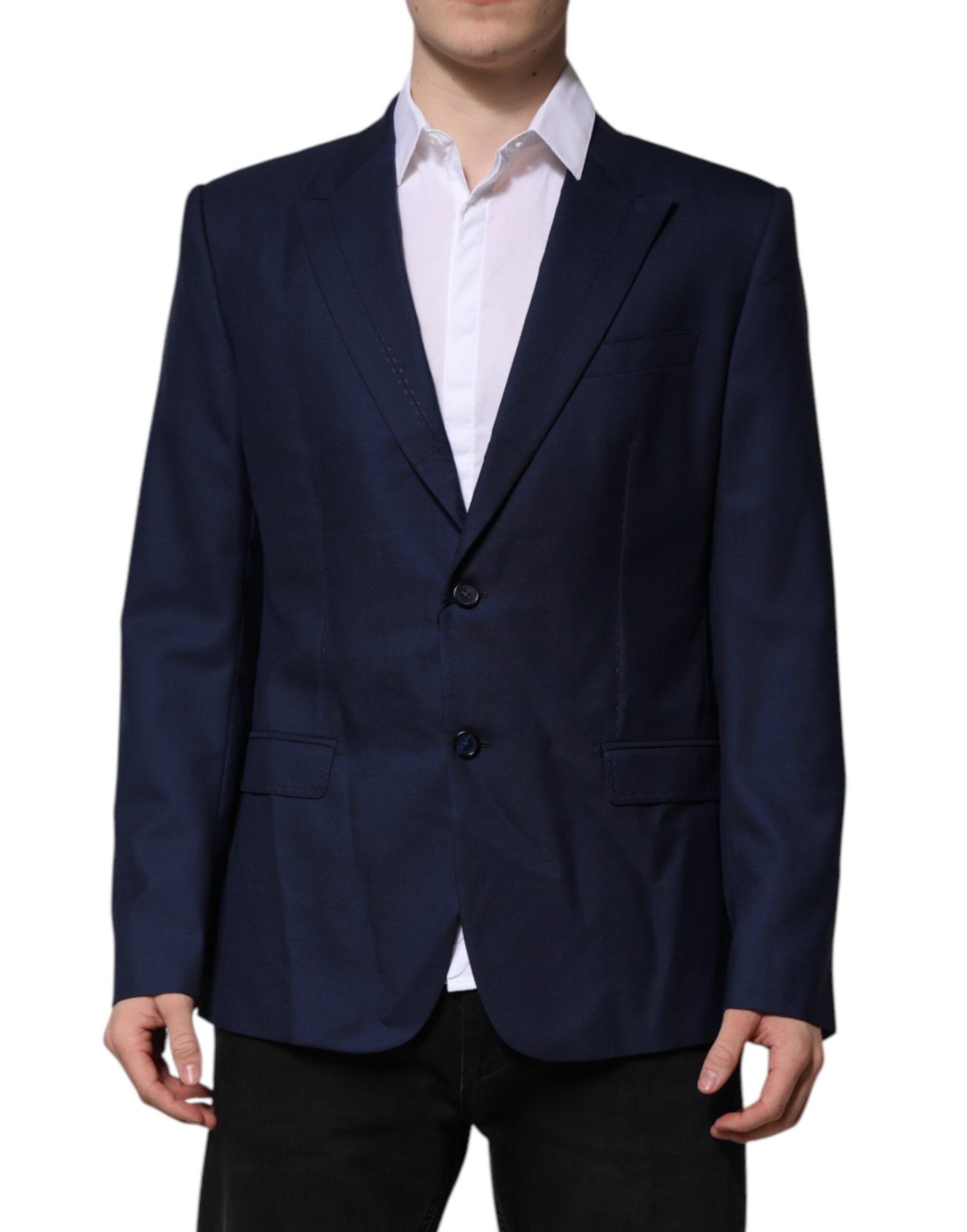 Dolce & Gabbana Blue Wool Single Breasted Suit Coat Blazer | Regal Royce