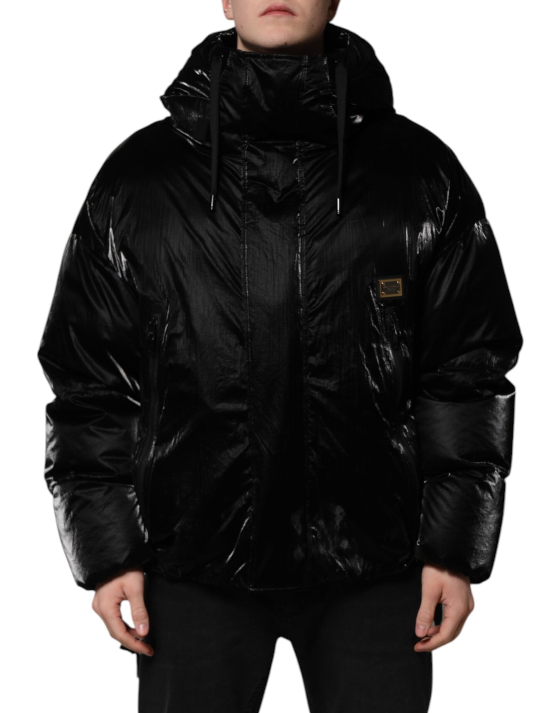 Dolce & Gabbana Black Logo Full Zip Hooded Quilted Jacket | Regal Royce