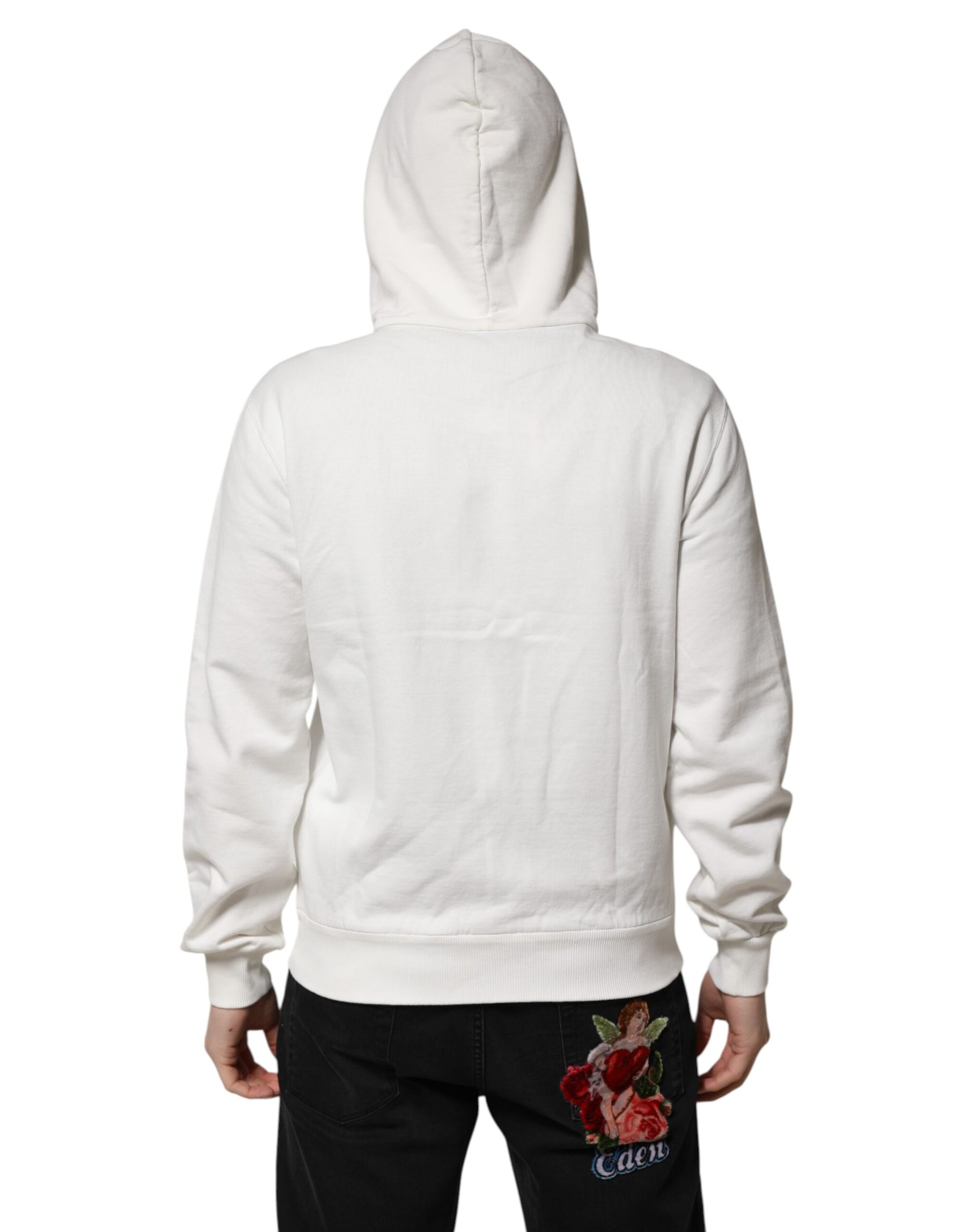 Dolce & Gabbana White Cotton DG ROYAL Print Hooded Sweater | Regal Royce
