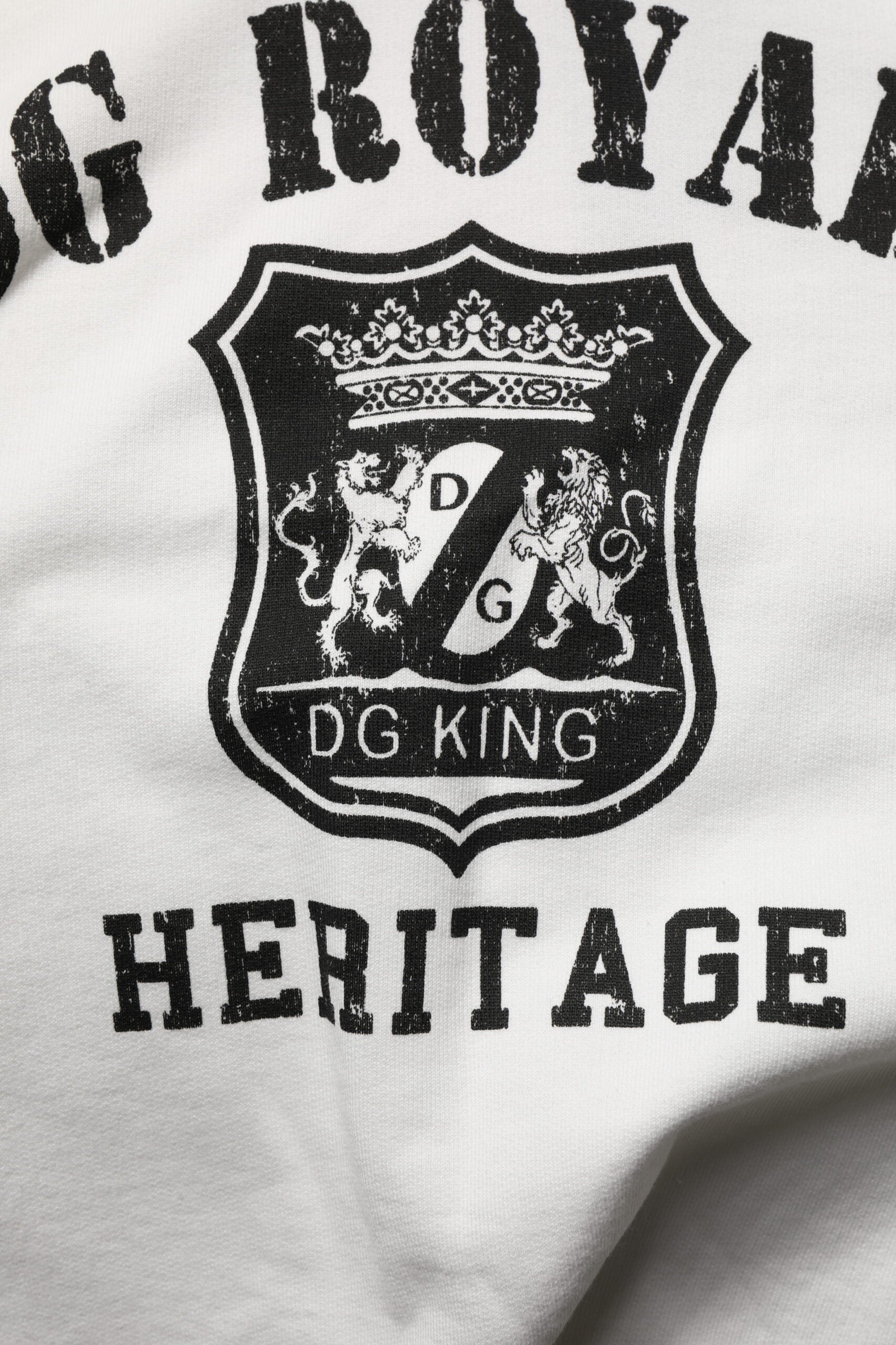 Dolce & Gabbana White Cotton DG ROYAL Print Hooded Sweater | Regal Royce