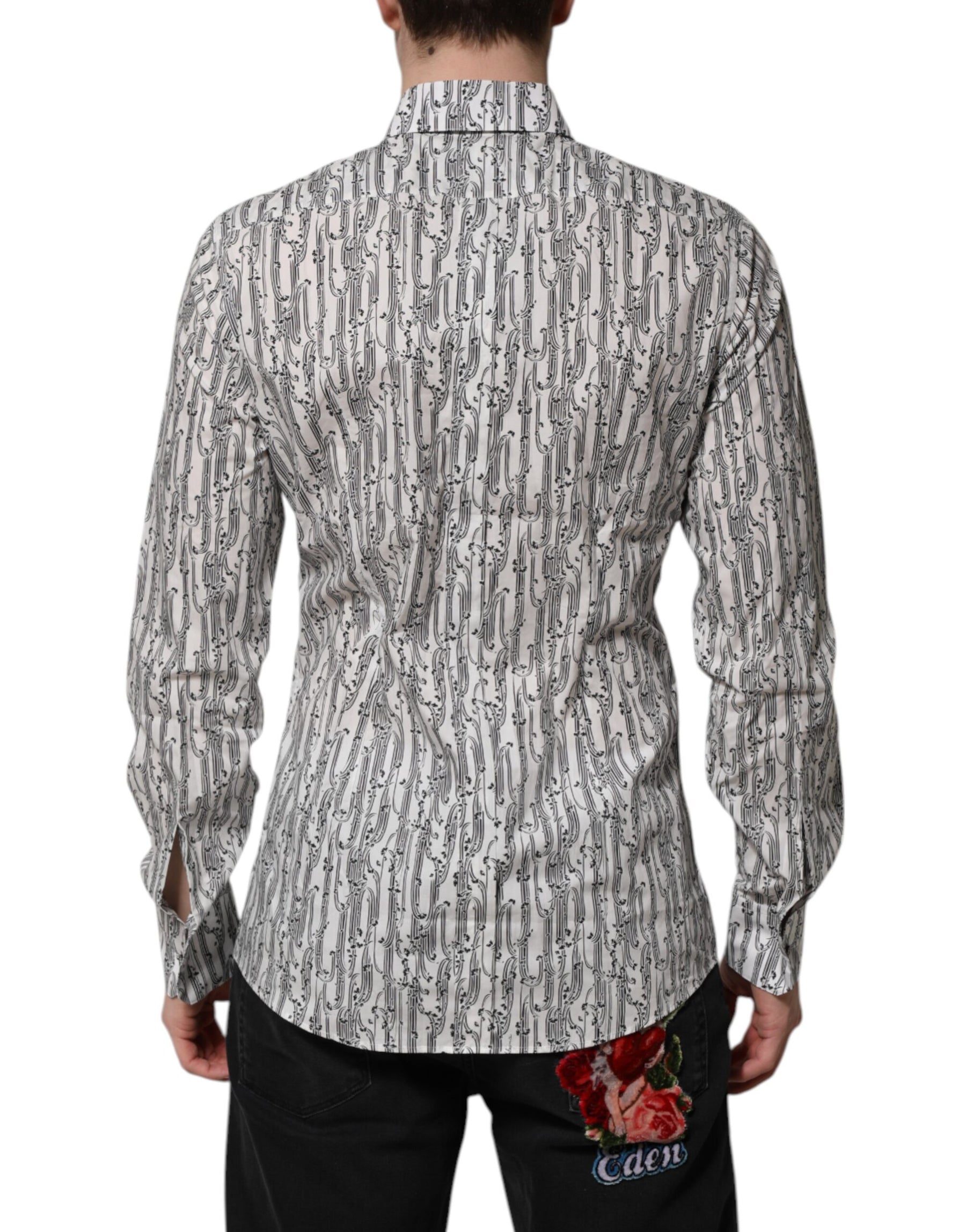 Dolce & Gabbana White Floral Print Casual Long Sleeves Shirt | Regal Royce