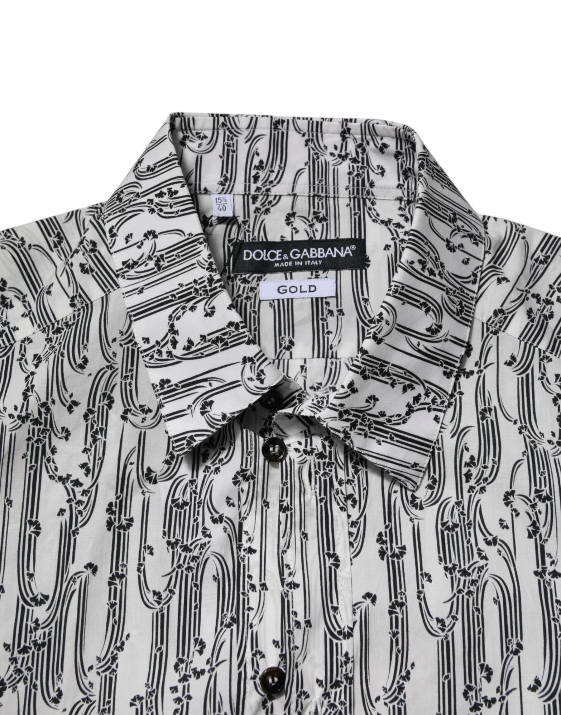 Dolce & Gabbana White Floral Print Casual Long Sleeves Shirt | Regal Royce