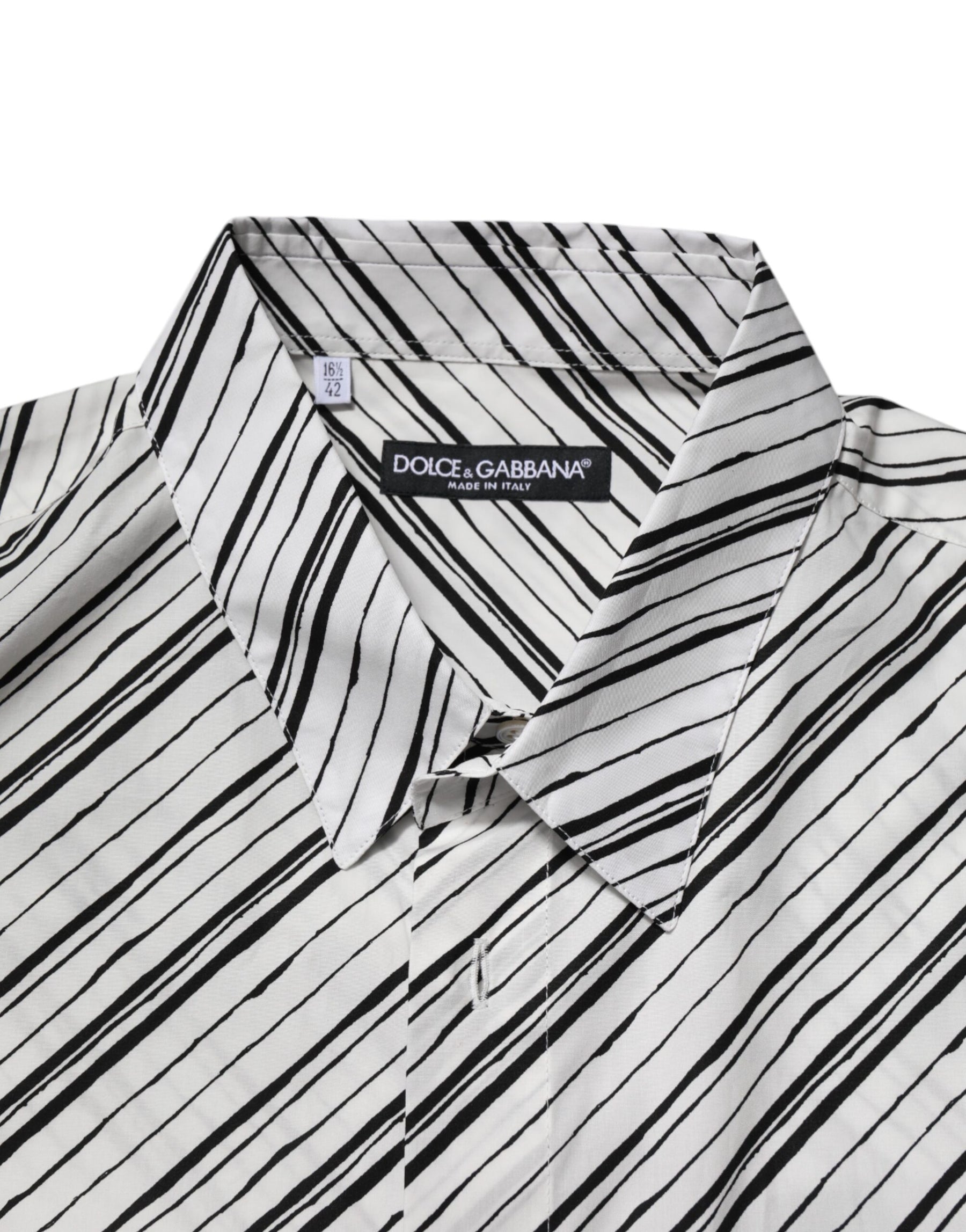 Dolce & Gabbana White Striped Long Sleeves Men Formal Shirt | Regal Royce