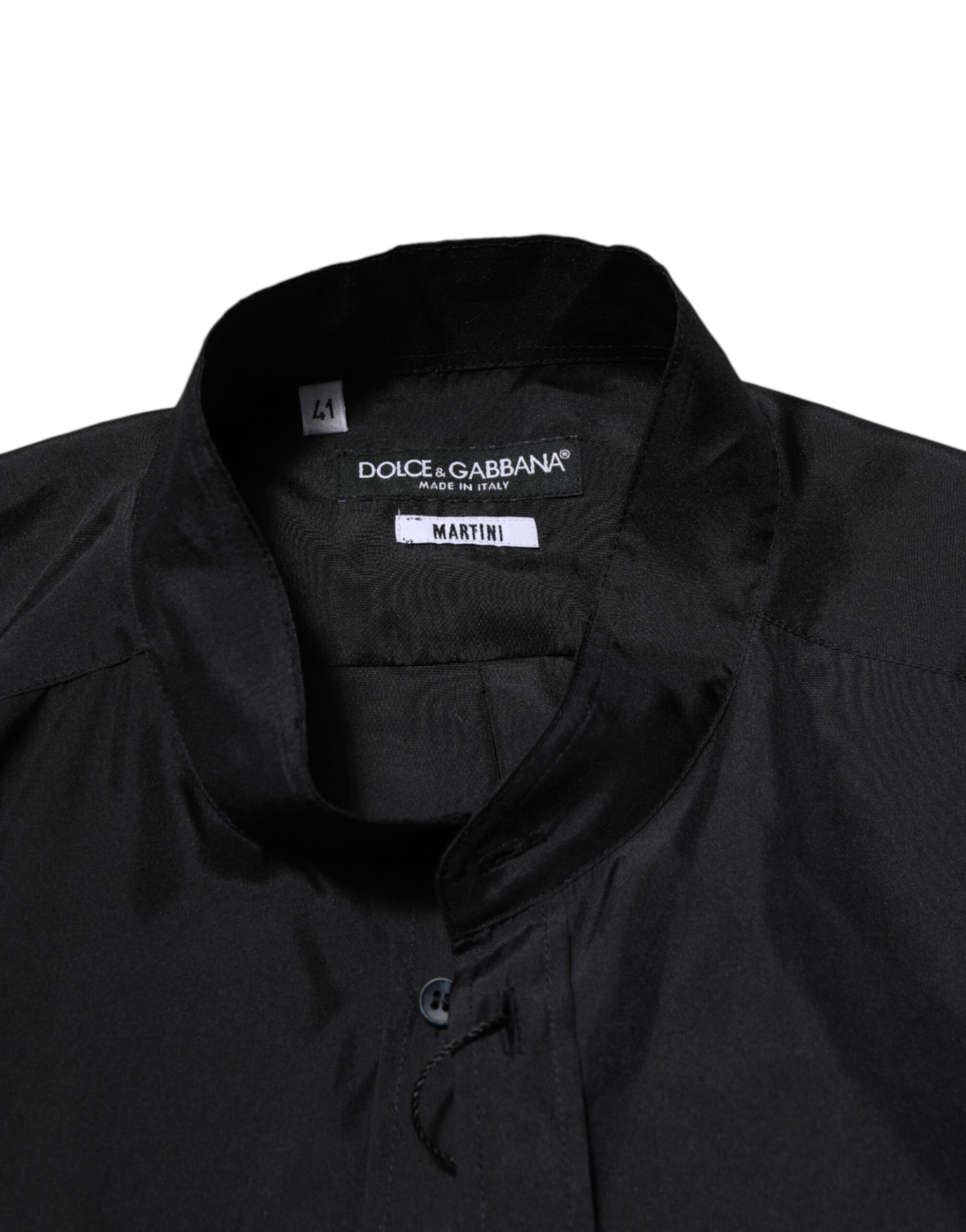Dolce & Gabbana Dark Blue Silk MARTINI Men Formal Dress Shirt | Regal Royce