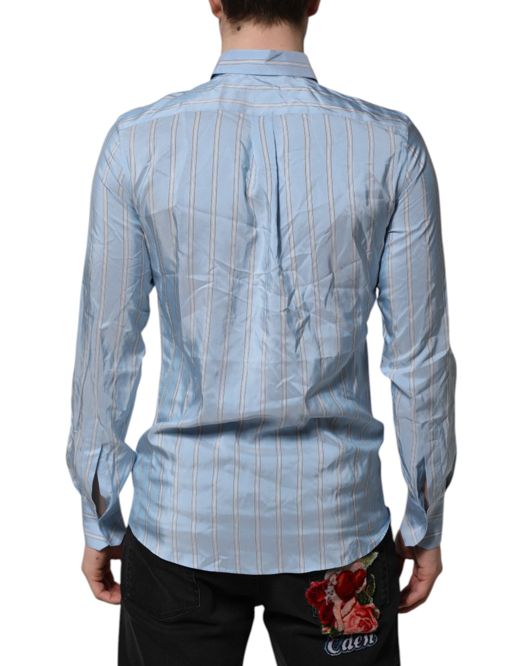 Dolce & Gabbana Blue Striped MARTINI Long Sleeves Dress Shirt | Regal Royce