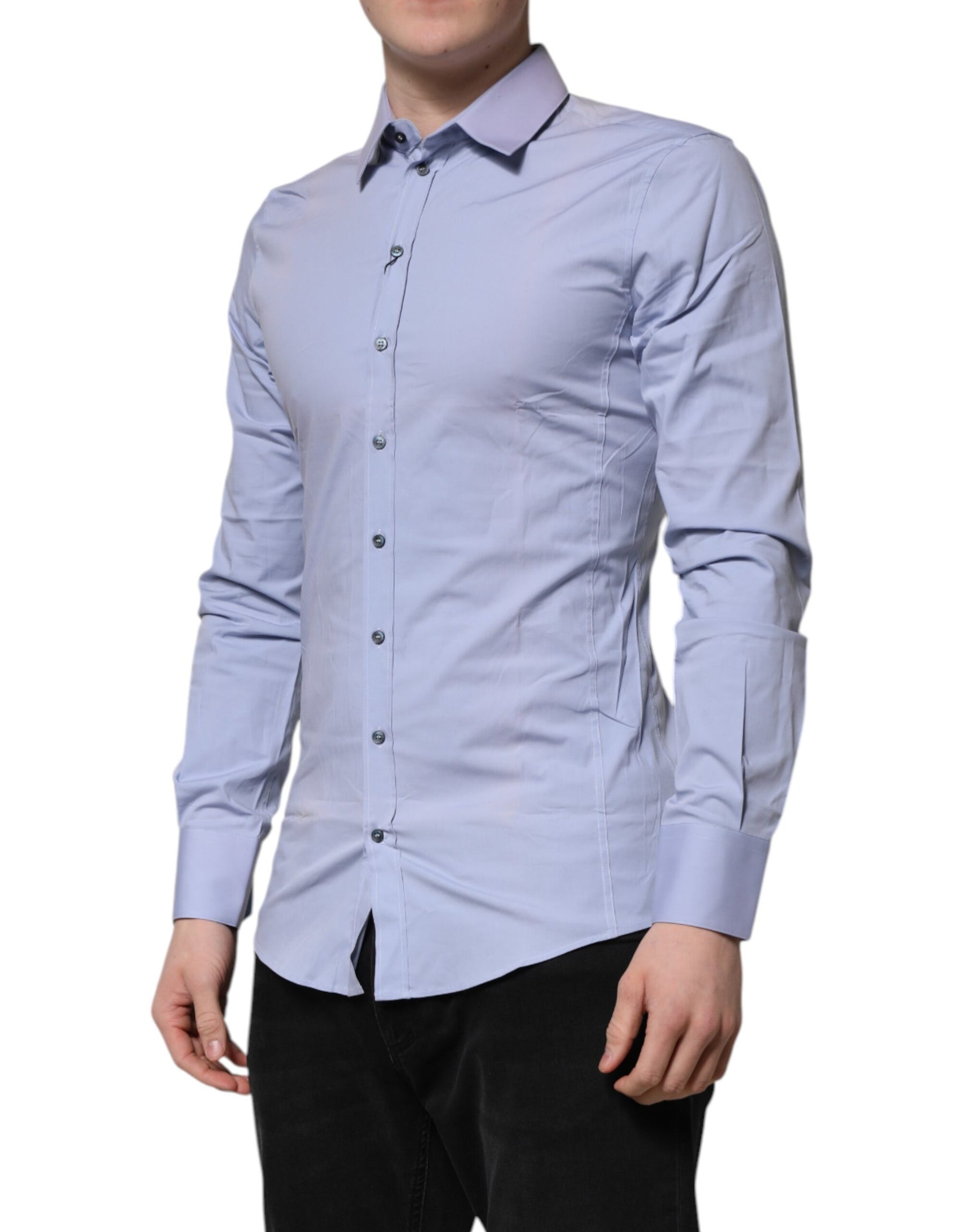 Dolce & Gabbana Blue Cotton SICILIA Long Sleeves Dress Shirt | Regal Royce