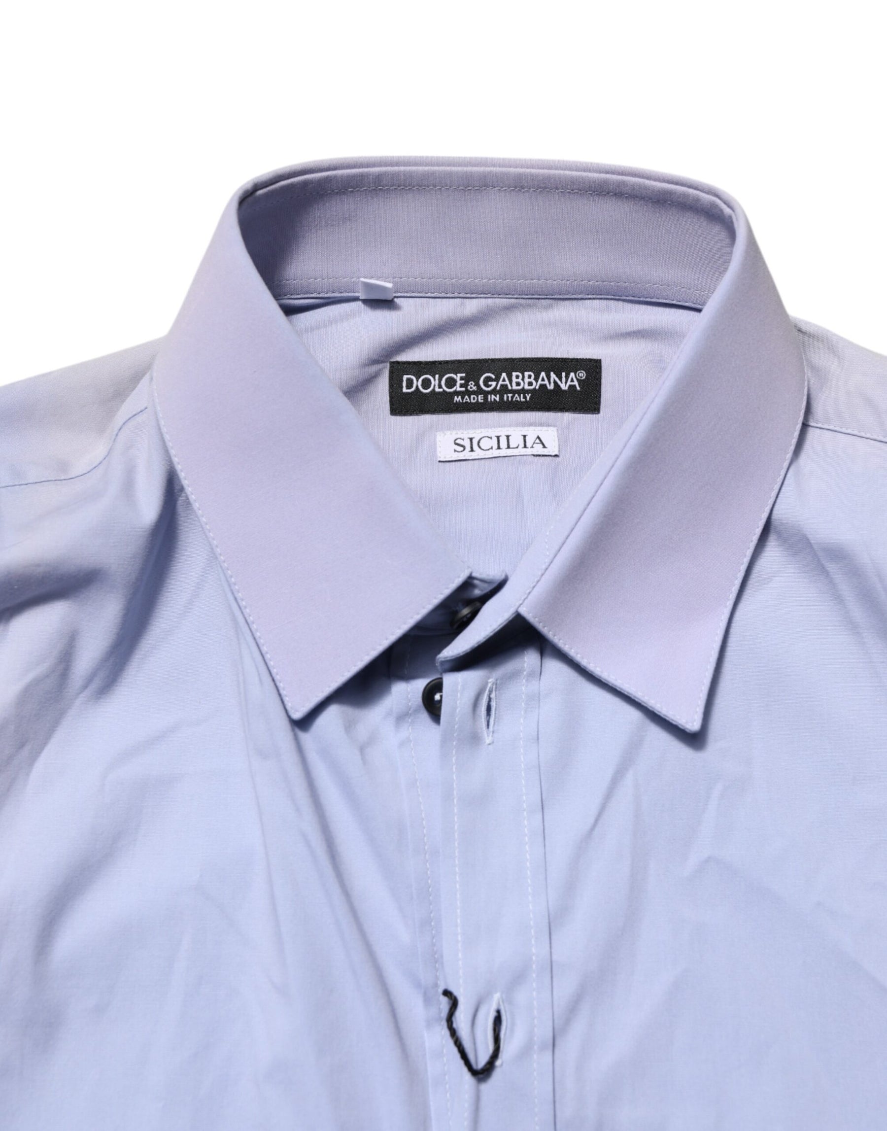 Dolce & Gabbana Blue Cotton SICILIA Long Sleeves Dress Shirt | Regal Royce
