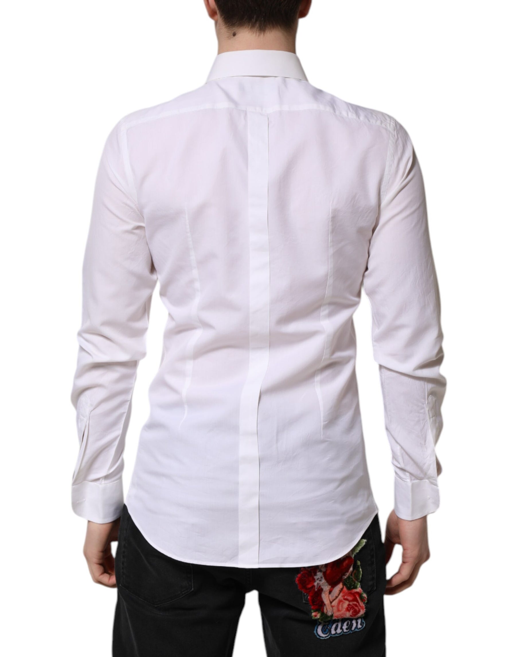 Dolce & Gabbana White Cotton GOLD Long Sleeves Dress Shirt | Regal Royce