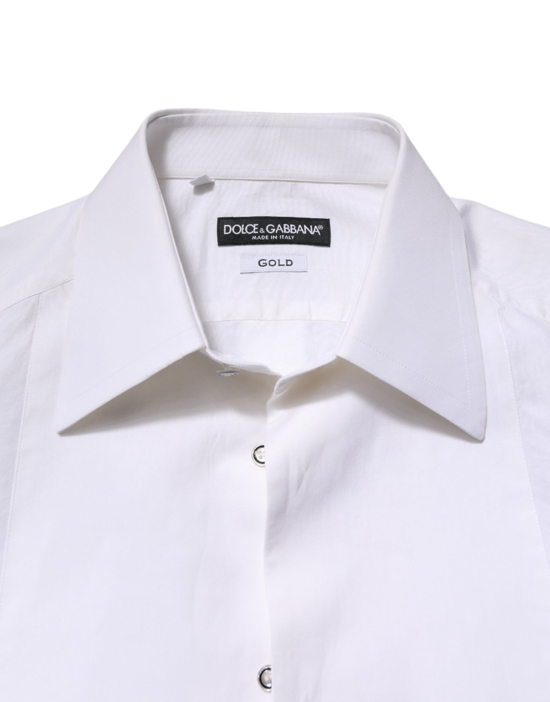 Dolce & Gabbana White Cotton GOLD Long Sleeves Dress Shirt | Regal Royce