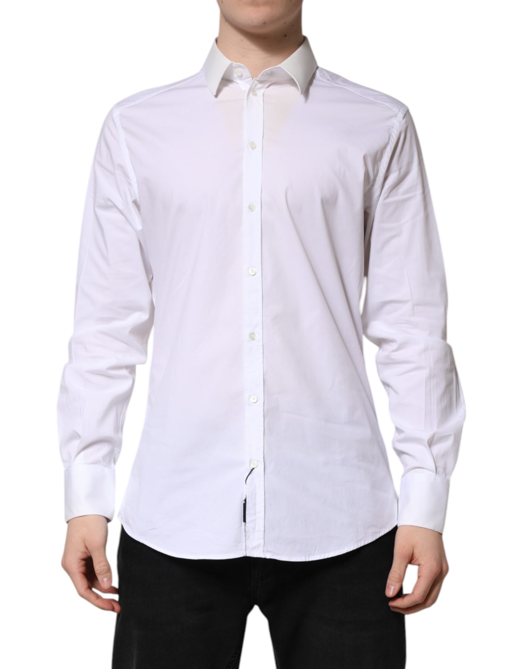 Dolce & Gabbana White Cotton GOLD Long Sleeves Dress Shirt | Regal Royce