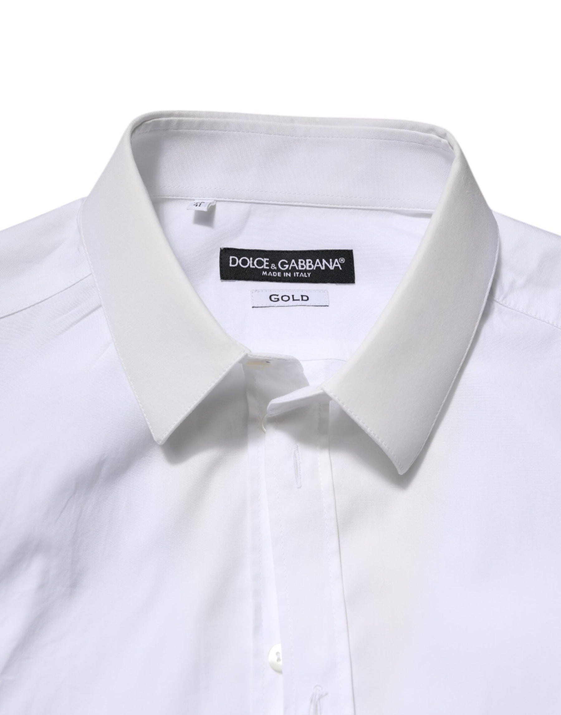 Dolce & Gabbana White Cotton GOLD Long Sleeves Dress Shirt | Regal Royce