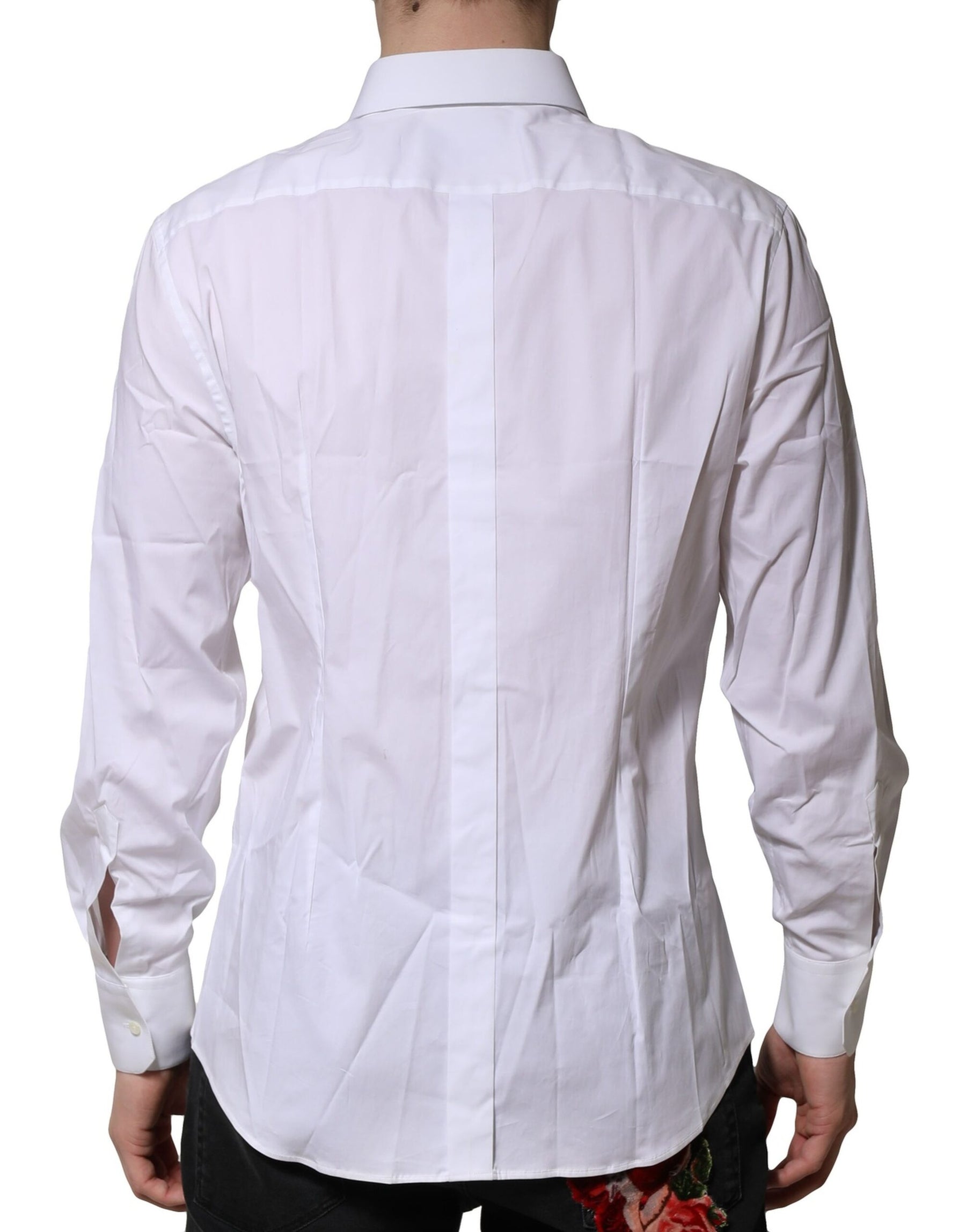 Dolce & Gabbana White Cotton GOLD Long Sleeves Dress Shirt | Regal Royce