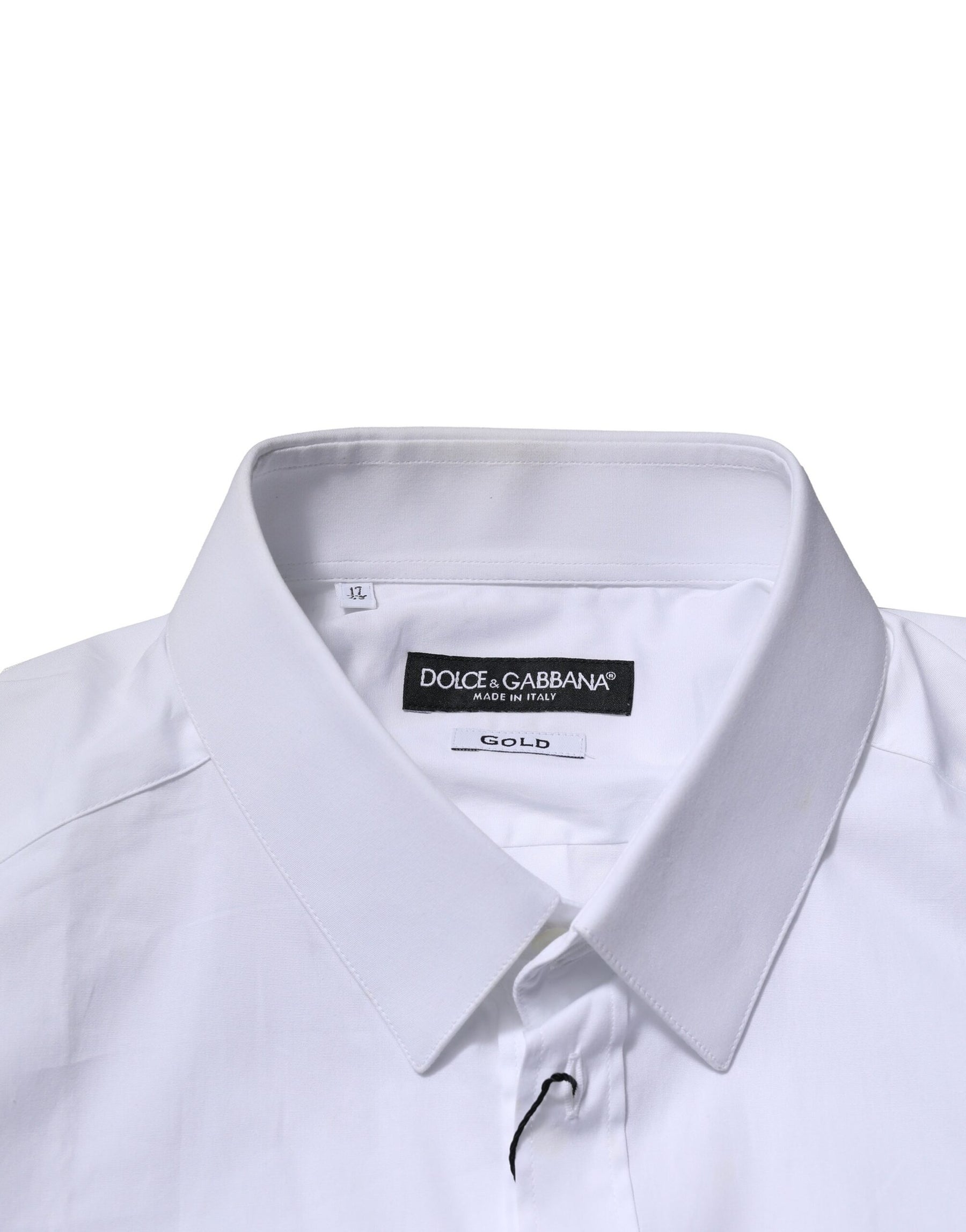 Dolce & Gabbana White Cotton GOLD Long Sleeves Dress Shirt | Regal Royce