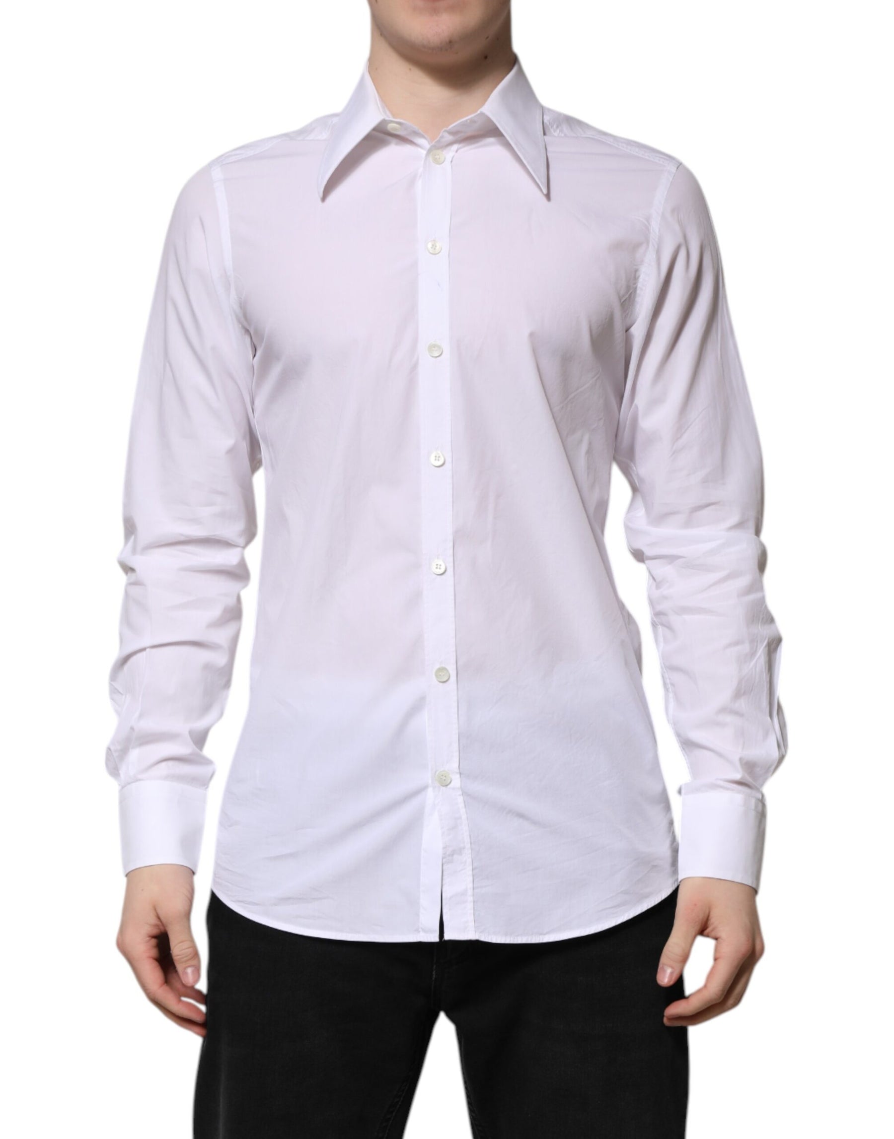 Dolce & Gabbana White Cotton Long Sleeves Dress Shirt | Regal Royce