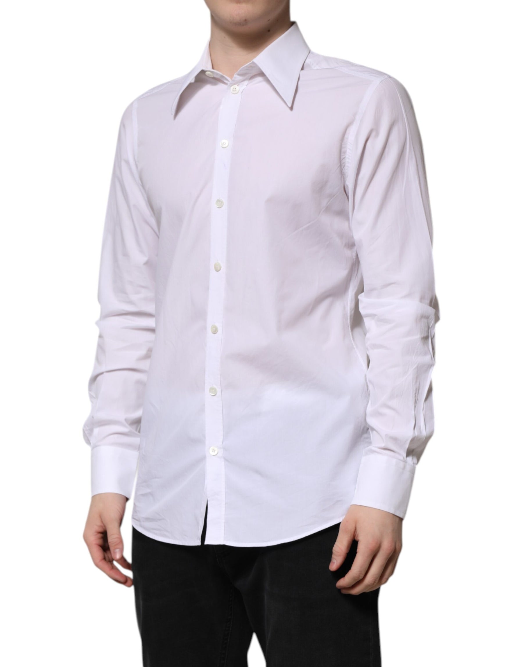 Dolce & Gabbana White Cotton Long Sleeves Dress Shirt | Regal Royce