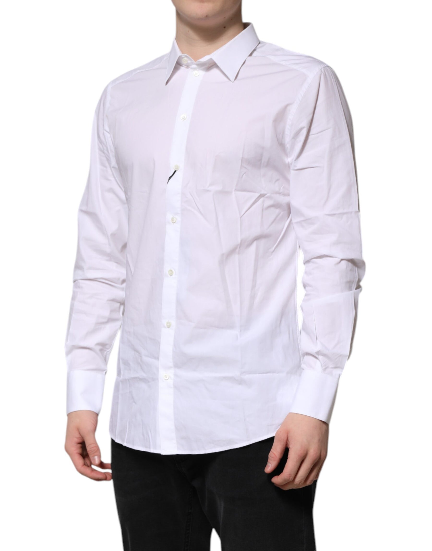 Dolce & Gabbana White Cotton GOLD Long Sleeves Dress Shirt | Regal Royce